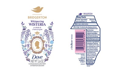 Label (Dove Bridgerton Whispering Wisteria Orchids And Champagne Antiperspirant Deodorant   Artwork)
